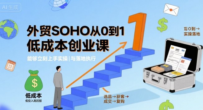 外贸SOHO从0到1低成本创业课，能够立刻上手实操与落地执行-副业资源网