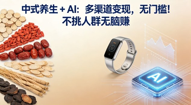 中式养生+AI：多渠道变现，无门槛，不挑人群无脑賺-副业资源网