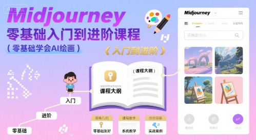 midjourney零基础入门到进阶课程，零基础学会AI绘画-副业资源网