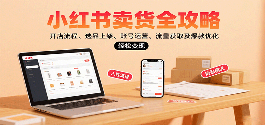 小红书卖货全攻略：开店流程、选品上架、账号运营、流量获取及爆款优化，轻松变现-副业资源网