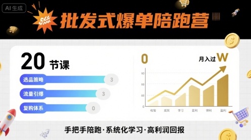 批发式爆单陪跑营，20节课带你实现批发式爆单，带你经松月入过W-副业资源网