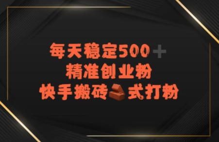 快手搬砖式打粉，每天稳定500+精准创业粉-副业资源网