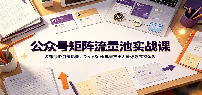 公众号矩阵流量池实战课：多账号IP搭建运营，DeepSeek批量产出入池爆款完整体系-副业资源网