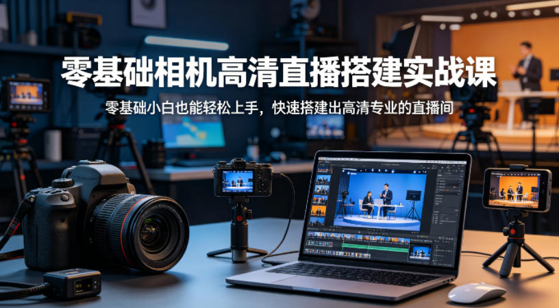 零基础相机高清直播间搭建实战课，小白也能轻松上手，快速搭建出高清专业的直播间-副业资源网
