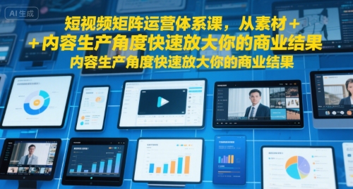 短视频矩阵运营体系课，从素材+内容生产角度快速放大你的商业结果-副业资源网