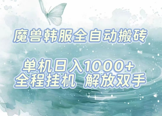 最新韩服游戏搬砖，单机日入1k+，全自动运行挂G项目，解放双手【揭秘】-副业资源网