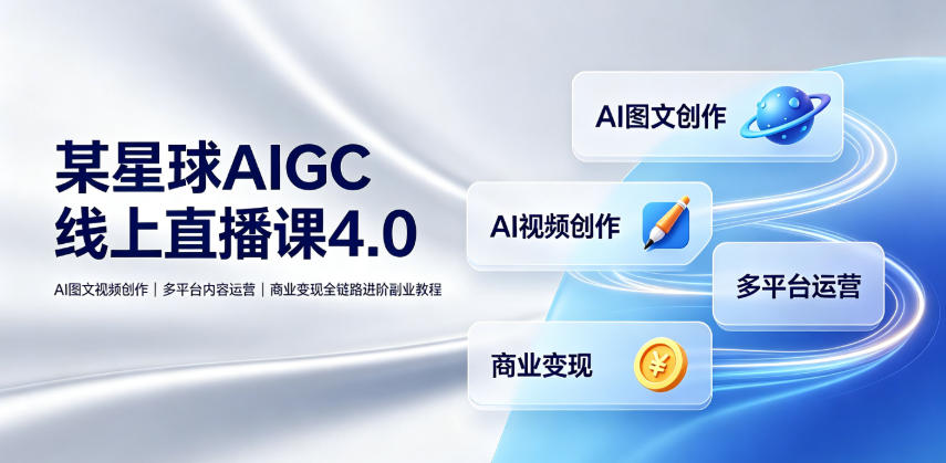 某星球AIGC线上直播课4.0｜AI图文视频创作、多平台内容运营、商业变现全链路进阶副业教程-副业资源网