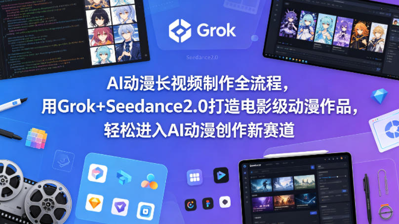 AI动漫长视频制作全流程，用Grok+Seedance2.0打造电影级动漫作品，轻松进入AI动漫创作新赛道-副业资源网