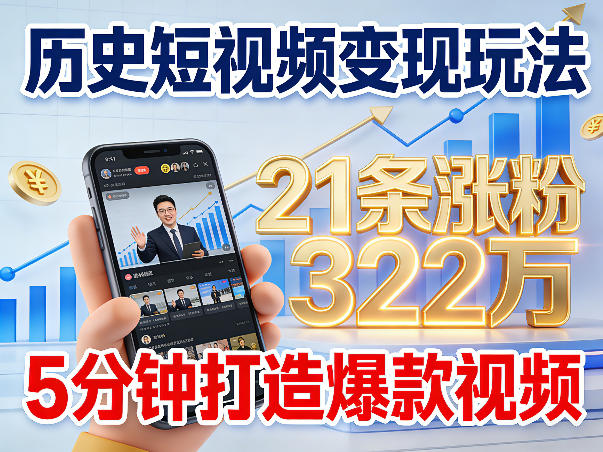 历史短视频变现玩法，不露脸出镜，5分钟打造爆款视频-副业资源网