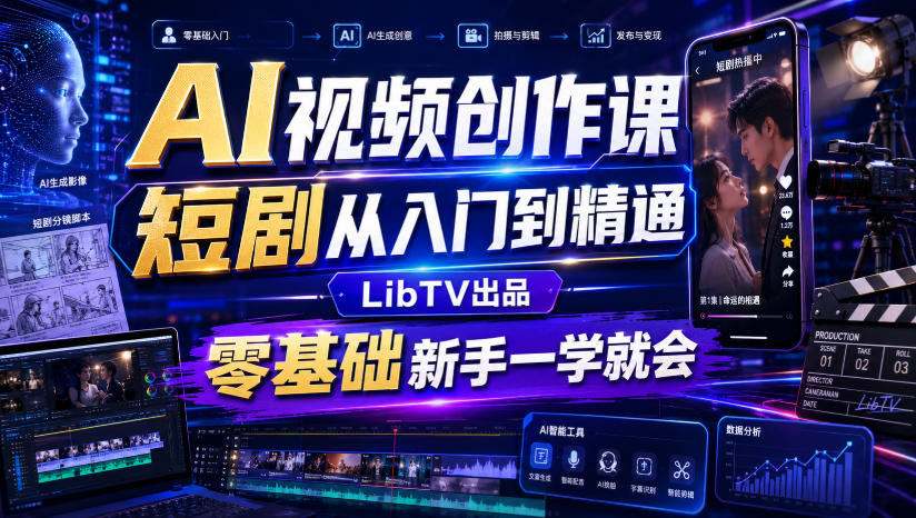 AI视频创作课，短剧从入门到精通，LibTV出品，零基础新手一学就会-副业资源网