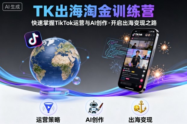 TK出海淘金训练营，助你快速掌握TikTok运营与AI创作，开启出海变现之路-副业资源网