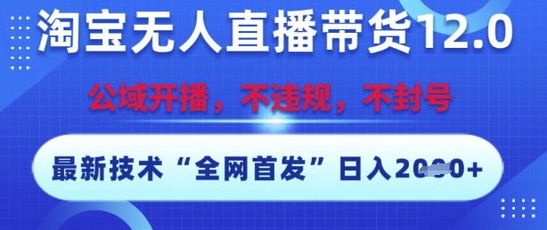 淘宝无人直播带货12.0，最新技术，不封号，不违规，操作简单，开播爆单，日入多张【揭秘】-副业资源网