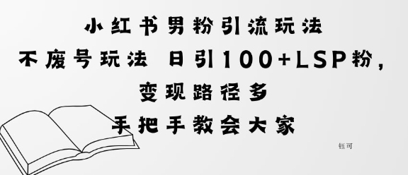 小红书男粉引流玩法不废号玩法日引100+LSP粉，变现路径多-副业资源网