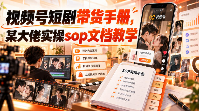 视频号短剧带货手册，某大佬实操sop文档教学-副业资源网