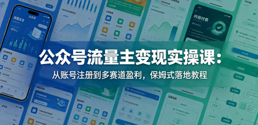 公众号流量主变现实操课：从账号注册到多赛道盈利，保姆式落地教程-副业资源网