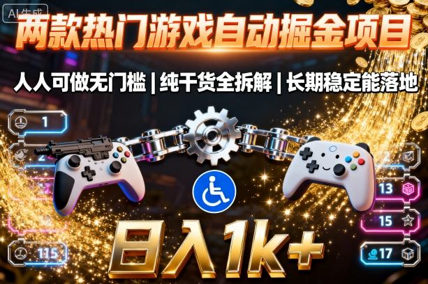 两款热门游戏自动掘金项目，人人可做无门槛，纯干货全拆解，长期稳定能落地，日入1k+【揭秘】-副业资源网