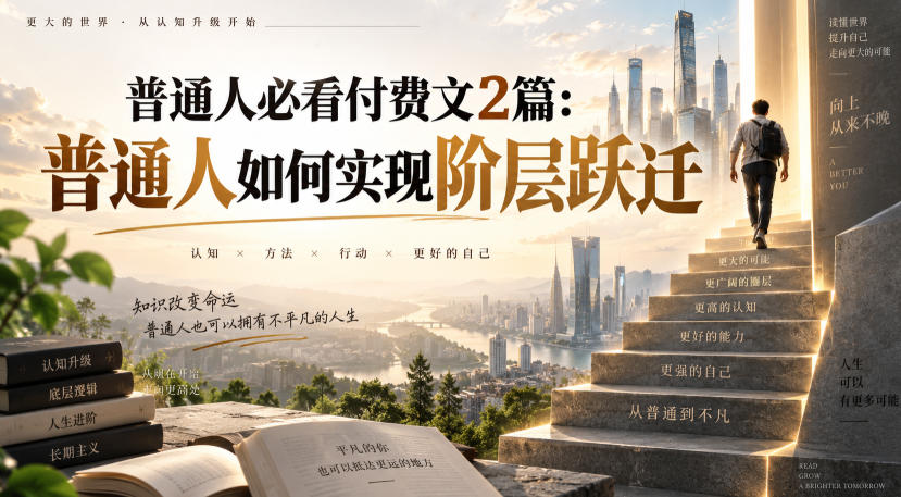 普通人必看付费文2篇：普通人如何实现阶层跃迁-副业资源网