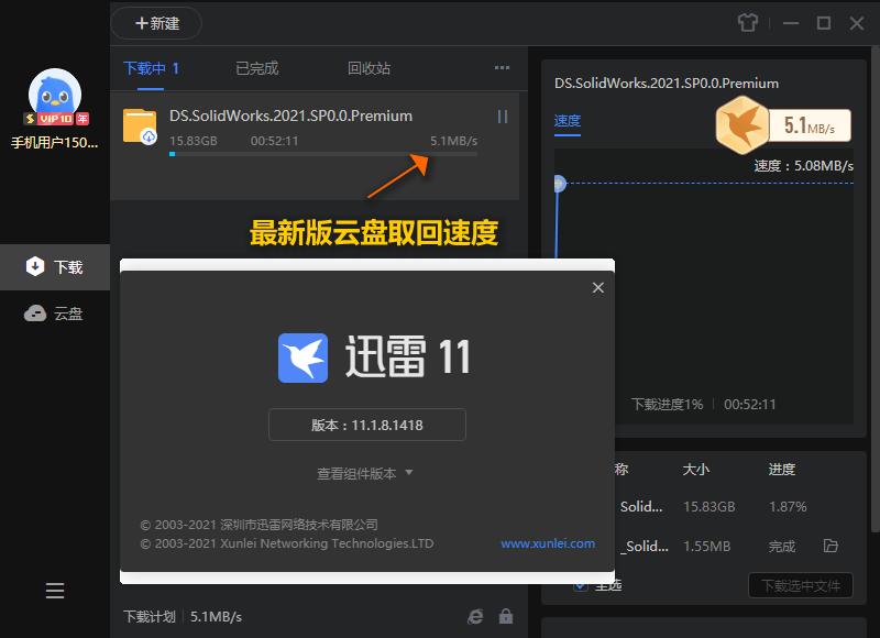 迅雷11 v12.4.1.3670绿色精简版-副业资源网