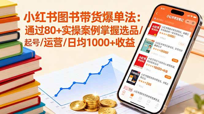（16015期）小红书图书带货爆单法：通过80+实操案例掌握选品/起号/运营/日均1000+收益-副业资源网