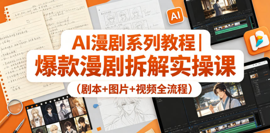 AI漫剧系列教程｜爆款漫剧拆解实操课（剧本+图片+视频全流程）-副业资源网