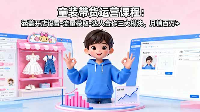 （16081期）童装带货运营课程：涵盖开店设置-流量获取-达人合作三大模块，月销百万+-副业资源网