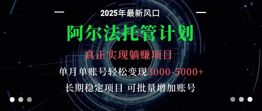 阿尔法托管计划 单账号月入3000-5000,长期稳定项目,新手小白轻松上手-副业资源网