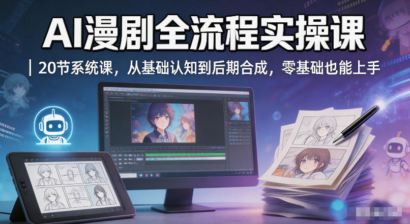 AI漫剧全流程实操课｜20节系统课，从基础认知到后期合成，零基础也能上手-副业资源网