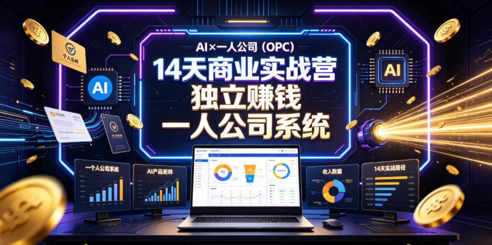AI×一人公司(OPC)14天商业实战营,用AI帮你搭建一个属于你自己的、能独立賺钱的一人公司系统-副业资源网