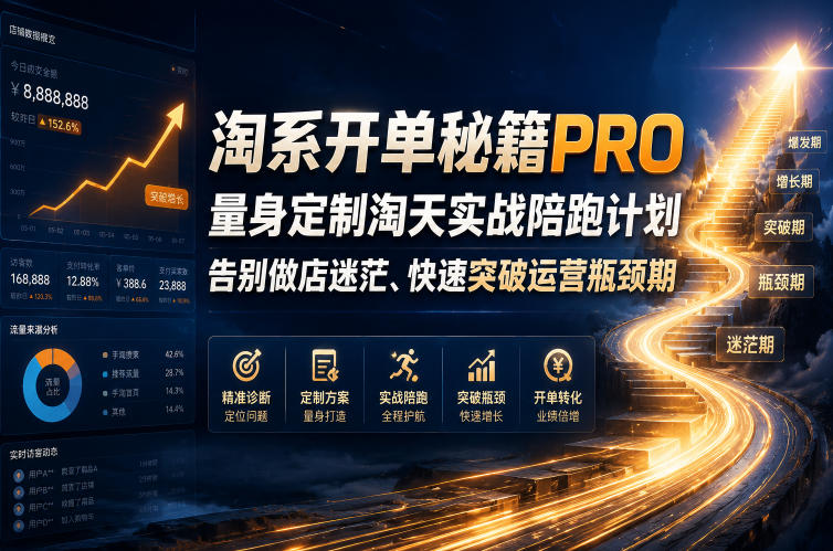 淘系开单秘籍PRO，量身定制淘天实战陪跑计划，告别做店迷茫、快速突破运营瓶颈期（更新20260728）-副业资源网