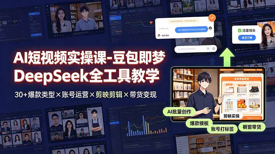 （19261期）AI短视频实操课-豆包即梦DeepSeek全工具教学 | 30+爆款类型×账号运营×剪映剪辑×带货变现。-副业资源网