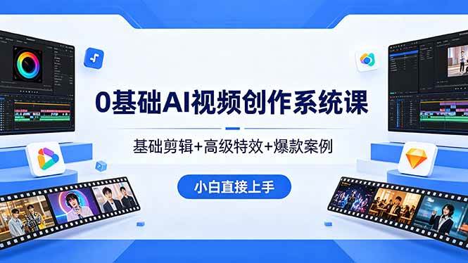 （18354期）0基础AI视频创作系统课，基础剪辑+高级特效+爆款案例，小白直接上手-副业资源网