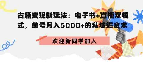 冷门暴利，超低成本复制古籍电子书，精准引流私域月销200+单-副业资源网