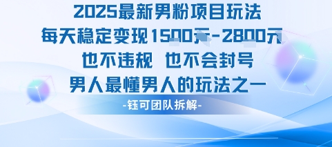 2025最新男粉项目玩法每天变现1k+也不违规也不会封号男人最懂男人的玩法-副业资源网
