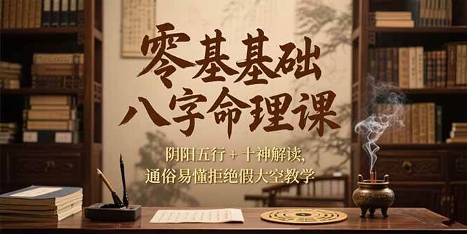 （15283期）零基础八字命理课，阴阳五行+十神解读，通俗易懂拒绝假大空教学-副业资源网