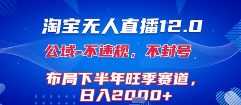 淘宝无人直播12.0，不封号，不违规，布局下半年旺季赛道，日入1k+(独家技术)【揭秘】-副业资源网