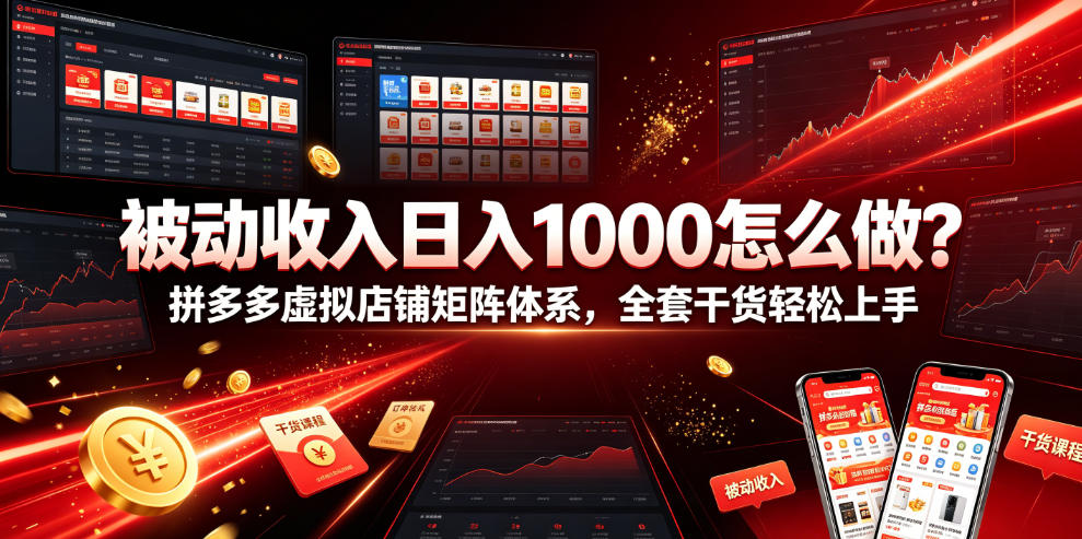 被动收入日入1000怎么做？拼多多虚拟店铺矩阵体系，全套干货轻松上手【揭秘】-副业资源网