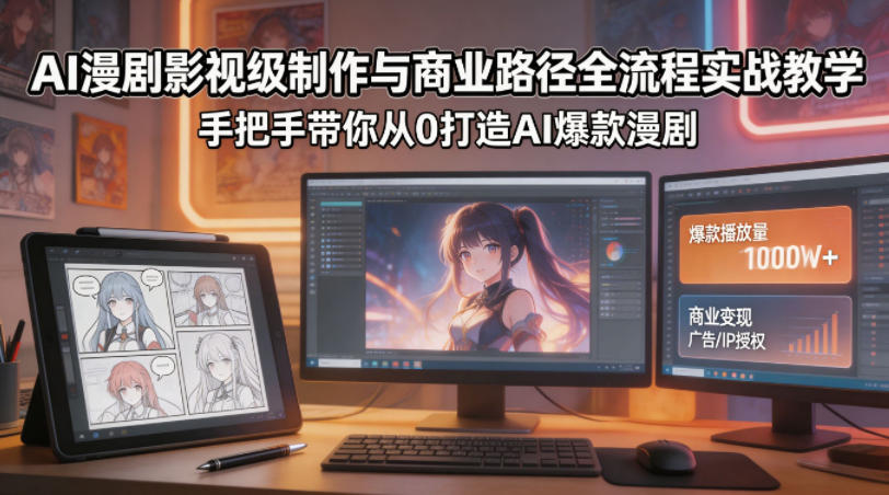 AI漫剧影视级制作与商业路径全流程实战教学，手带你从0打造AI爆款漫剧-副业资源网
