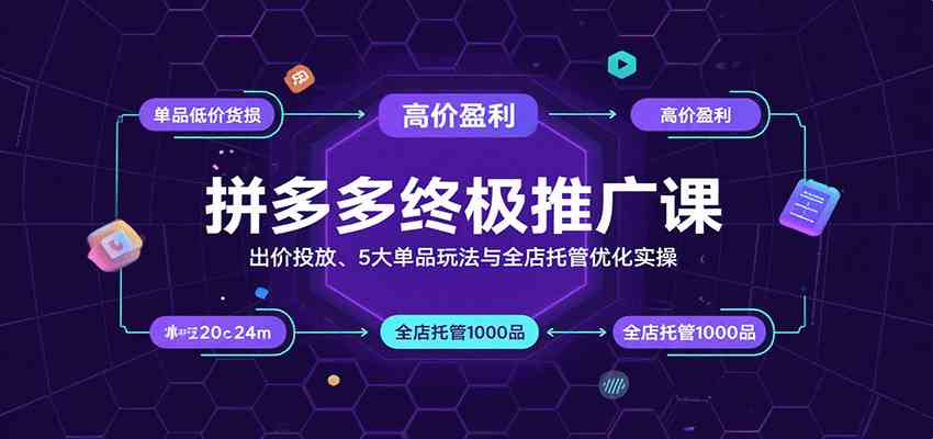 拼多多终极推广课：出价投放、5大单品玩法与全店托管优化实操-副业资源网