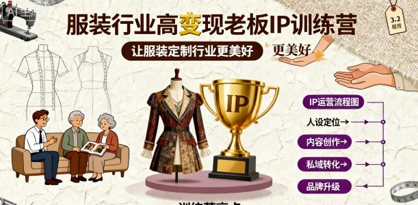 服装行业高变现老板IP训练营，让服装定制行业更美好-副业资源网