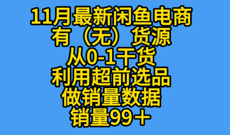 K总部落《11月最新闲鱼有无货源从0-1干货版打造销量店铺数据》-副业资源网