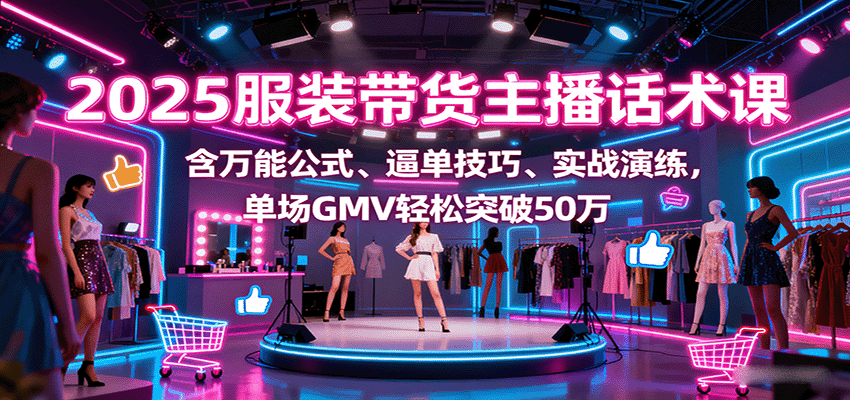 2025服装带货主播话术课，含万能公式、逼单技巧、实战演练，单场GMV轻松突破50万-副业资源网