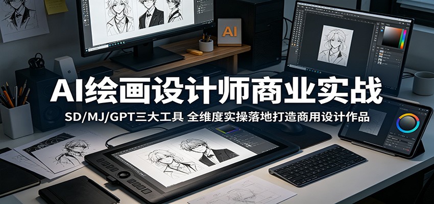 AI绘画设计师商业实战:SD/MJ/GPT三大工具,全维度实操落地打造商用设计作品-副业资源网