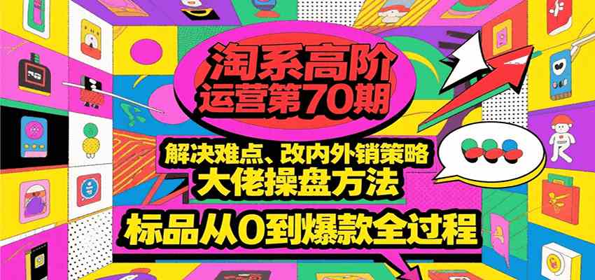 淘系高阶运营第70期，解决难点、改内外销策略，大佬操盘方法，标品从0到爆款全过程-副业资源网