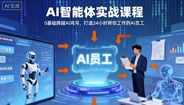 Ai智能体实战课程，0基础跨越Ai鸿沟，打造24小时帮你工作的Ai员工，打破常规，以实战定义Ai-副业资源网