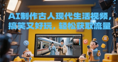 AI制作古人现代生活视频，搞笑又好玩，轻松获取流量-副业资源网