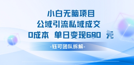 小白无脑项目公域引流私域成交0成本单日变现680米-副业资源网