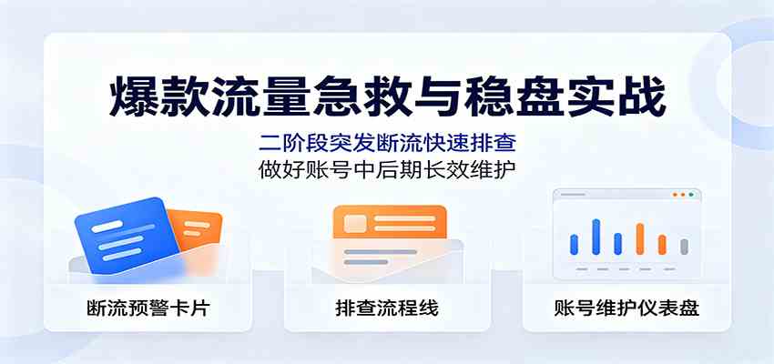 爆款流量急救与稳盘实战:二阶段突发断流快速排查,做好账号中后期长效维护-副业资源网
