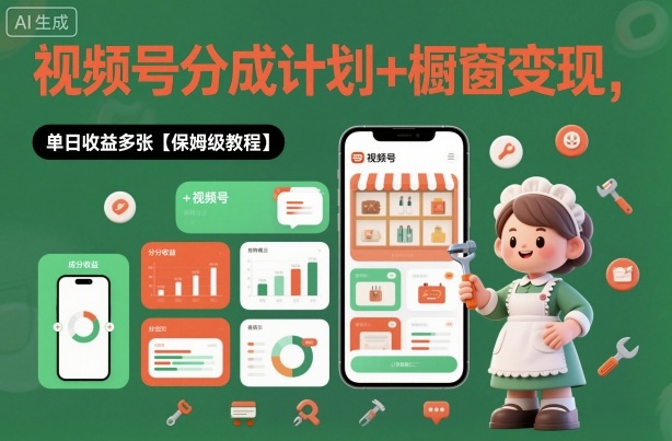 外面收费1980视频号分成计划+橱窗变现,单日收益多张【保姆级教程】-副业资源网