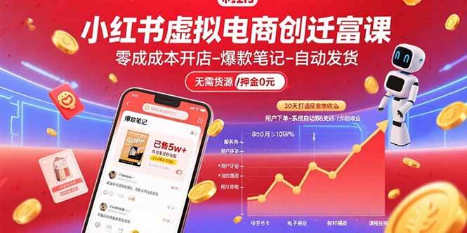（15749期）小红书虚拟电商创富课：零成本开店/爆款笔记/自动发货,30天打造被动收入-副业资源网