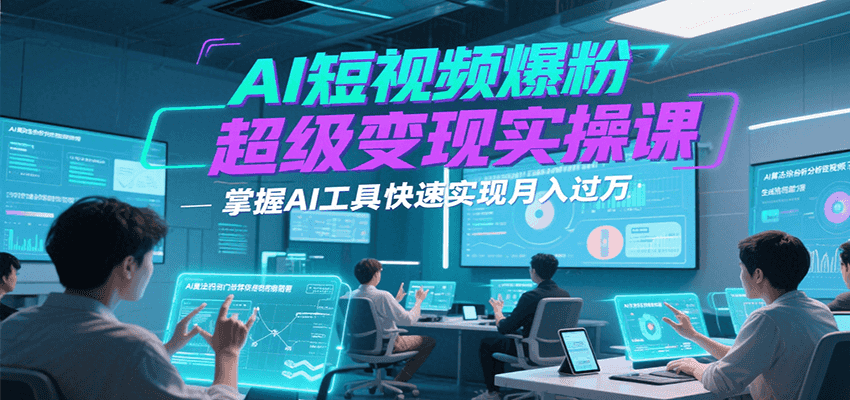 AI短视频爆粉超级变现实操课，掌握AI工具快速实现月入过万-副业资源网